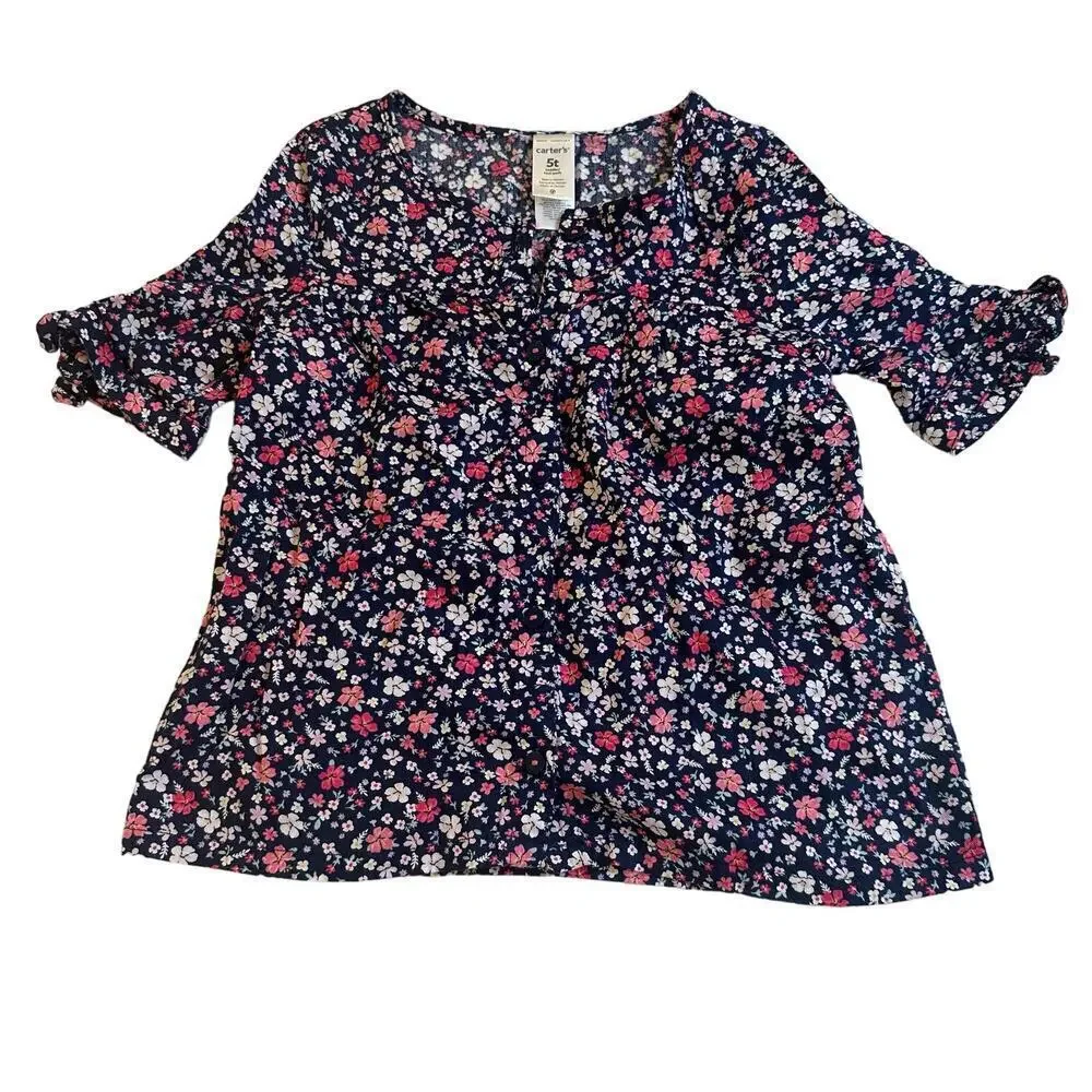 Girl's Carters Floral Blouse sz 5T